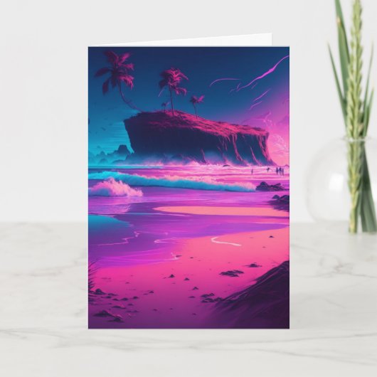 ハッピーアニバーサリー |ピンクの海波 カード (正面)