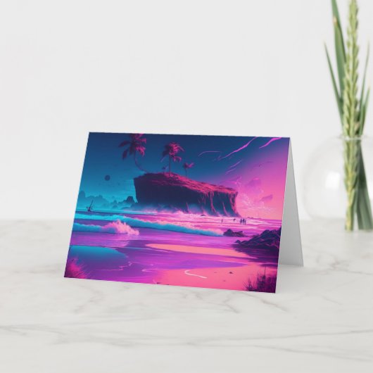 ハッピーアニバーサリー |ピンクの海波 カード (正面)