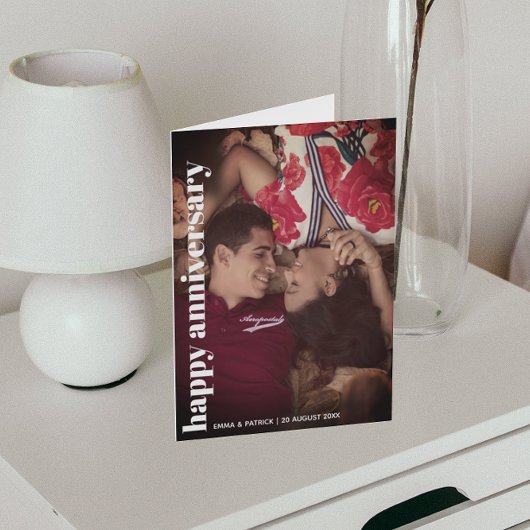 ハッピーアニバーサリー フォト おしゃれ ロマンチック カード