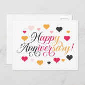 ハッピーアニバーサリー ブライト カラフル ハーツ ヴィブラント ポストカード (正面/裏面)