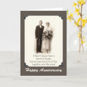 ハッピーアニバーサリー,ヴィンテージカップル,ユーモアおもしろい, カード (黄色い花)