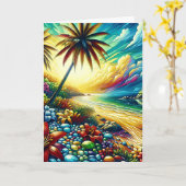 ハッピーアニバーサリー |沿岸美しい カード (黄色い花)