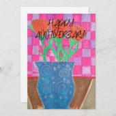 ハッピーアニバーサリー！花模様及び青市松模様に瓶 シーズンカード (正面/裏面)