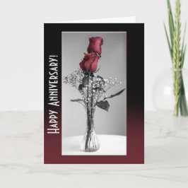 ハッピーアニバーサリー 赤いバラ モノクローム テンプレート