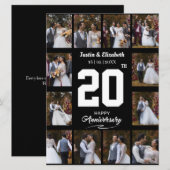 ハッピーアニバーサリー 12 枚の写真を飾れるフォト コラージュ 案内状 (正面/裏面)