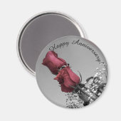 ハッピーアニバーサリー | 2つの赤いバラの写真 マグネット (正面/裏面)