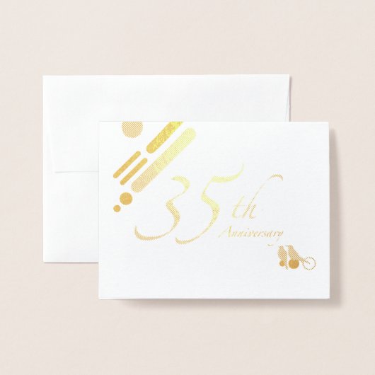 ハッピーアニバーズ35周年モダン鳥 箔カード (封筒付き正面)