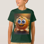 ハッピーアニメーション3Dオレンジ、キッズTシャツ Tシャツ (正面)