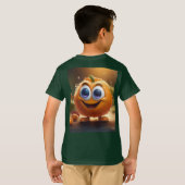 ハッピーアニメーション3Dオレンジ、キッズTシャツ Tシャツ (裏面フル)