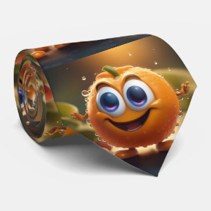 ハッピーアニメーション3Dオレンジ、グリーングローサーネクタイ ネクタイ