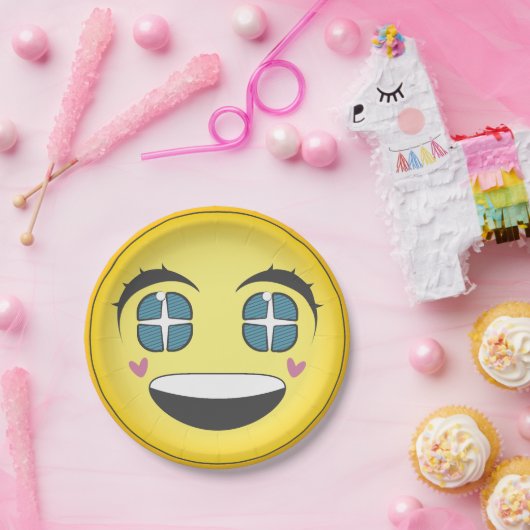 ハッピーアニメ顔 ペーパープレート (パーティー)