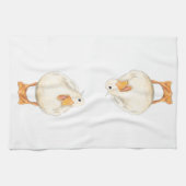 ハッピーアヒル，かわいい動物，オリジナルアート，水彩 キッチンタオル (横)