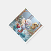 ハッピーアヒル#5誕生日バルーン スタンダードカクテルナプキン (角)