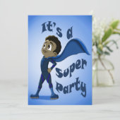 ハッピーアフリカンアメリカンスーパーヒーロー誕生日 招待状 (スタンド正面)