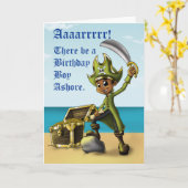 ハッピーアフリカンアメリカンボーイパイレーツ誕生日 カード (黄色い花)