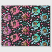 ハッピーアフリカンアメリカン女子ハートかわいい ラッピングペーパー (フラット)