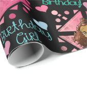 ハッピーアフリカンアメリカン女子ハートかわいい ラッピングペーパー (ロールコーナー)