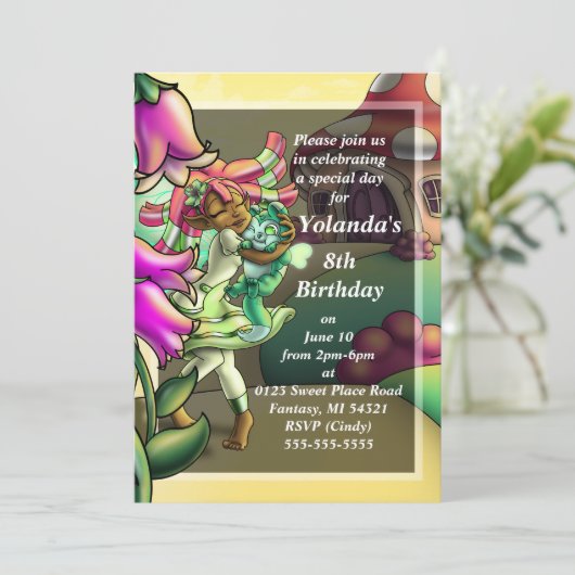 ハッピーアフリカンアメリカン妖精の誕生日パーティー 招待状 (スタンド正面)