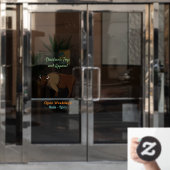 ハッピーアメリカンバイソンバッファローイラストレーション ウィンドウサイン (オフィスドア)