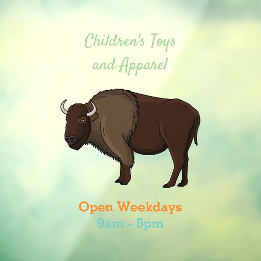 ハッピーアメリカンバイソンバッファローイラストレーション ウィンドウサイン (シート3)