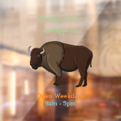 ハッピーアメリカンバイソンバッファローイラストレーション ウィンドウサイン (シート2)