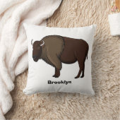 ハッピーアメリカンバイソンバッファローイラストレーション クッション (ブランケット)