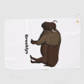 ハッピーアメリカンバイソンバッファローイラストレーション ゴルフタオル (横)