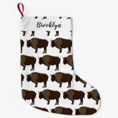 ハッピーアメリカンバイソンバッファローイラストレーション スモールクリスマスストッキング (正面)
