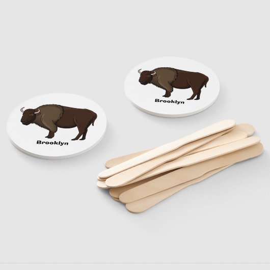 ハッピーアメリカンバイソンバッファローイラストレーション ハンドファン (組立なし)