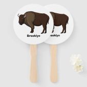 ハッピーアメリカンバイソンバッファローイラストレーション ハンドファン (正面&裏面)