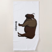 ハッピーアメリカンバイソンバッファローイラストレーション ビーチタオル (正面)