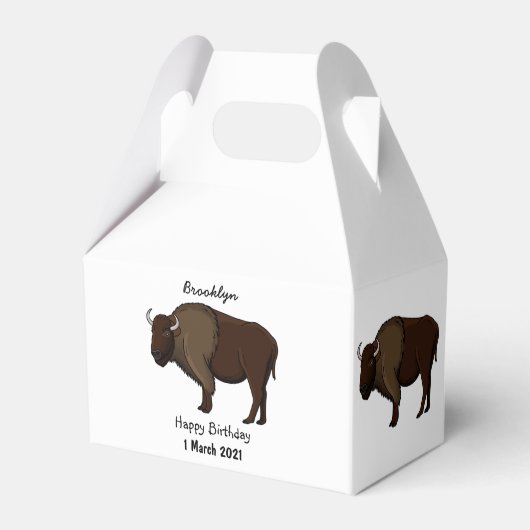 ハッピーアメリカンバイソンバッファローイラストレーション フェイバーボックス (正面サイド)