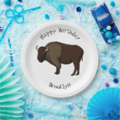ハッピーアメリカンバイソンバッファローイラストレーション ペーパープレート (パーティー)