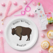 ハッピーアメリカンバイソンバッファローイラストレーション ペーパープレート (パーティー)