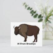 ハッピーアメリカンバイソンバッファローイラストレーション ポストカード (スタンド正面)