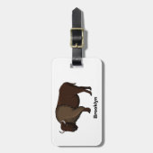 ハッピーアメリカンバイソンバッファローイラストレーション ラゲッジタグ (正面縦)
