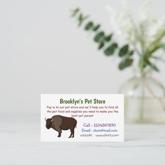 ハッピーアメリカンバイソンバッファローイラストレーション 名刺 (スタンド正面)