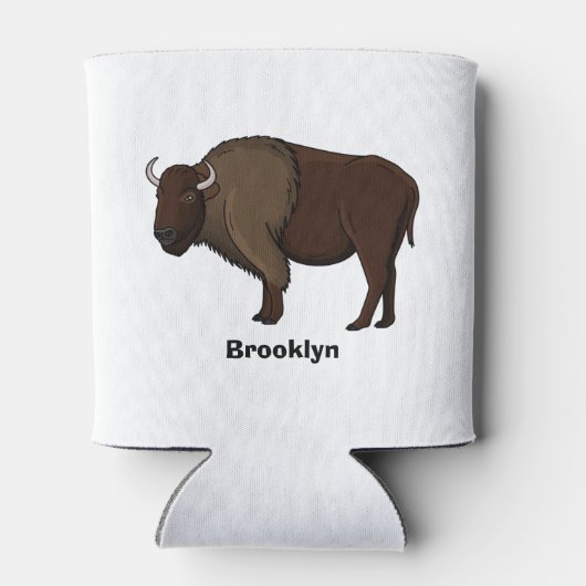 ハッピーアメリカンバイソンバッファローイラストレーション 缶クーラー (裏面)