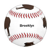 ハッピーアメリカンバイソンバッファローイラストレーション 野球ボール (正面)