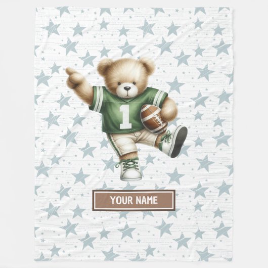 ハッピーアメリカンフットボールのテディベアカスタムキッズ フリースブランケット (正面)