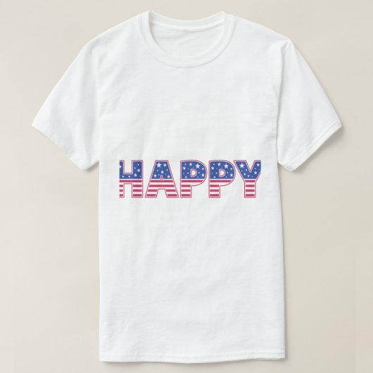 ハッピーアメリカ国旗の色 Tシャツ (デザイン正面)