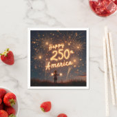 ハッピーアメリカ250誕生日で花火 スタンダードカクテルナプキン (インサイチュ)