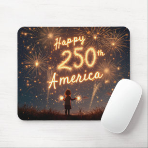 ハッピーアメリカ250誕生日で花火 マウスパッド
