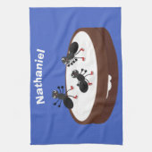 ハッピーアリ氷スケートで滑るオンクッキーマンガ キッチンタオル (縦)