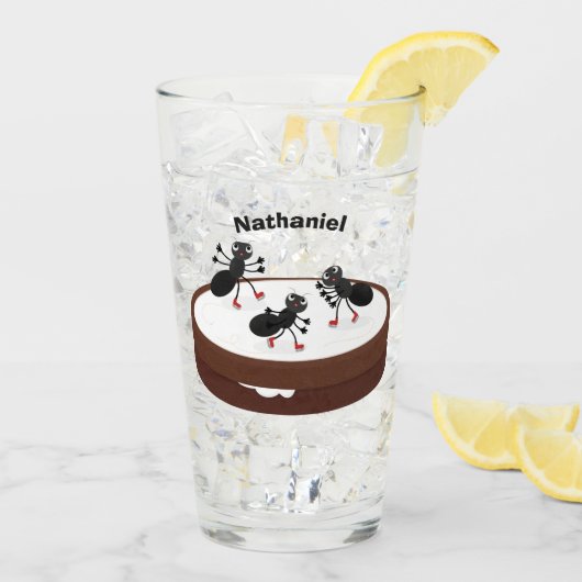 ハッピーアリ氷スケートで滑るオンクッキーマンガ タンブラーグラス (アイス裏面)