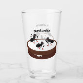 ハッピーアリ氷スケートで滑るオンクッキーマンガ タンブラーグラス (正面)