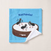 ハッピーアリ氷スケートで滑るオンクッキーマンガ バスタオルセット (ウォッシュタオル)