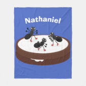 ハッピーアリ氷スケートで滑るオンクッキーマンガ フリースブランケット (正面)