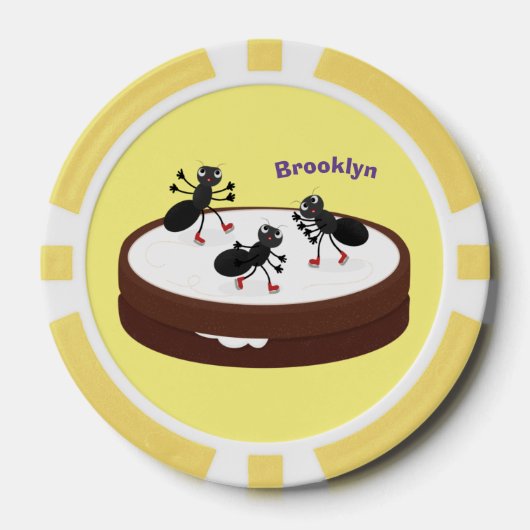 ハッピーアリ氷スケートで滑るオンクッキーマンガ ポーカーチップ (正面)