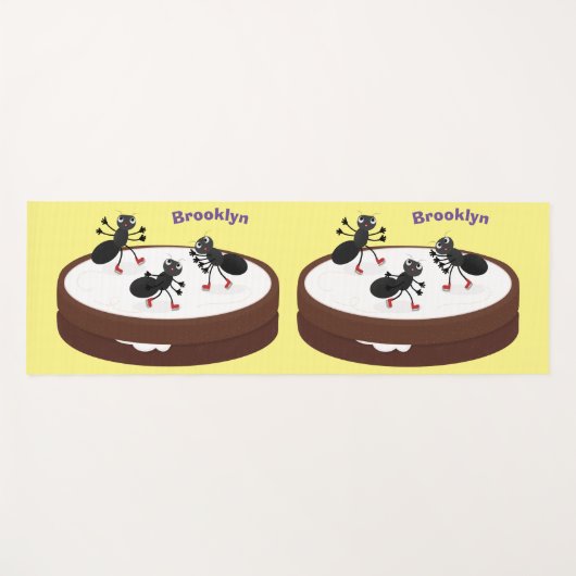 ハッピーアリ氷スケートで滑るオンクッキーマンガ ヨガマット (正面(横))